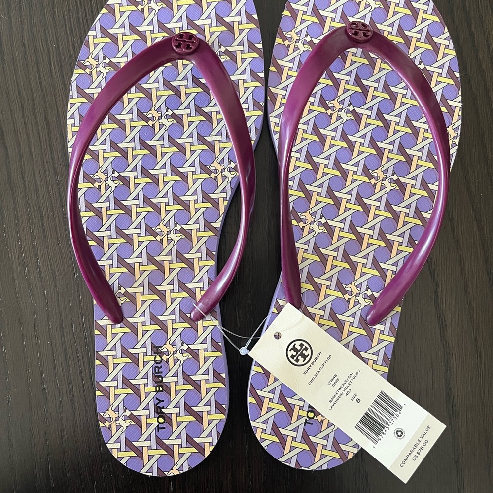 Tory Burch Purple Patterned Sandals